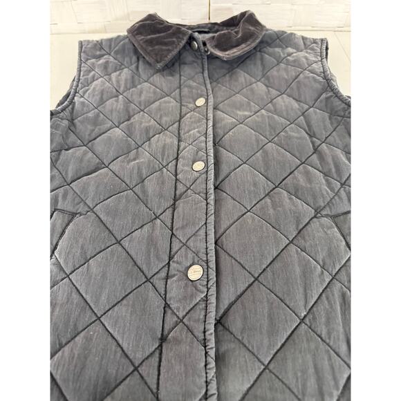 "LL BEAN" Womens Black Quilted Vest Zip Snap Insulated Corduroy Collar BARN COAT - Picture 5 of 10